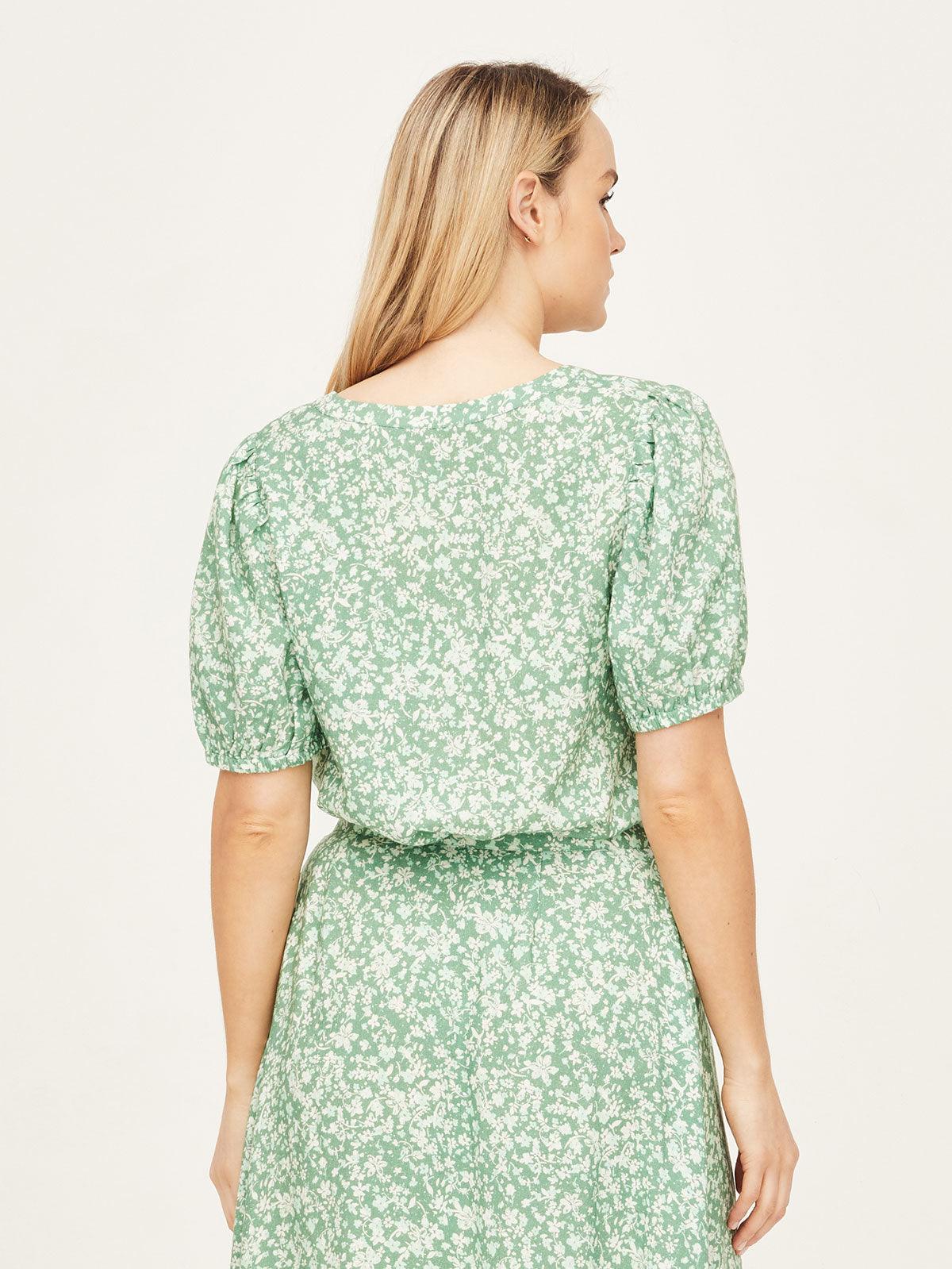 Cassia Tencel™  Puff Sleeve Floral Top - Thought Clothing UK