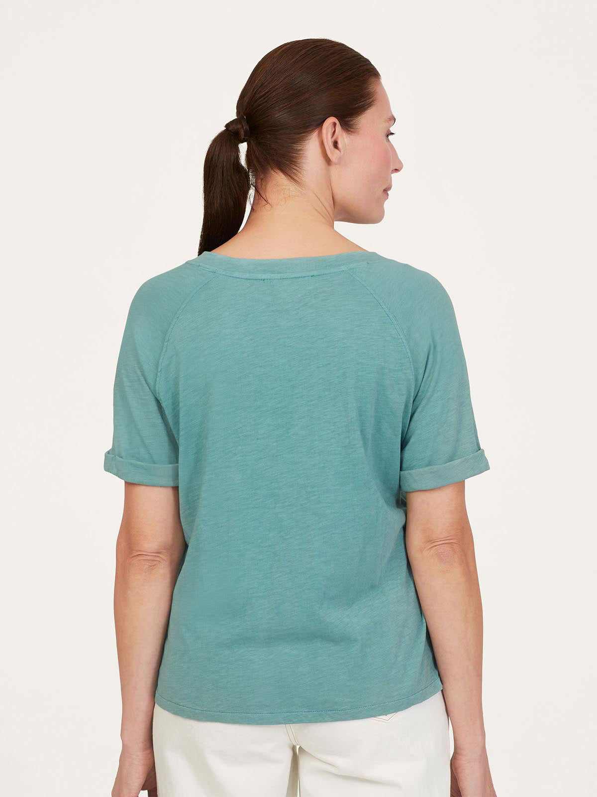 Fairtrade Organic Cotton Notch Neck T-Shirt - Lagoon Blue