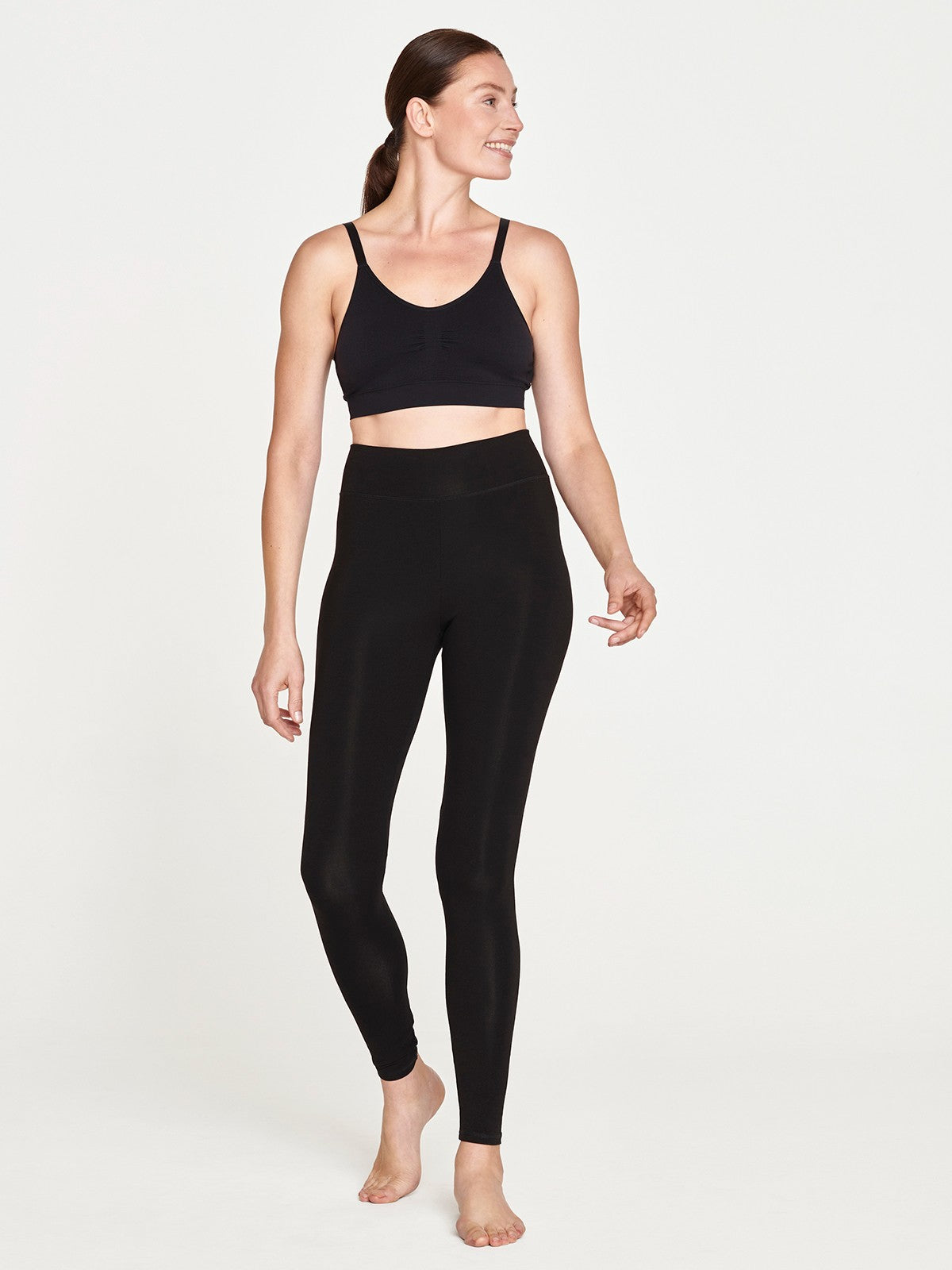 Essential Organic Cotton Cropped Leggings - Black