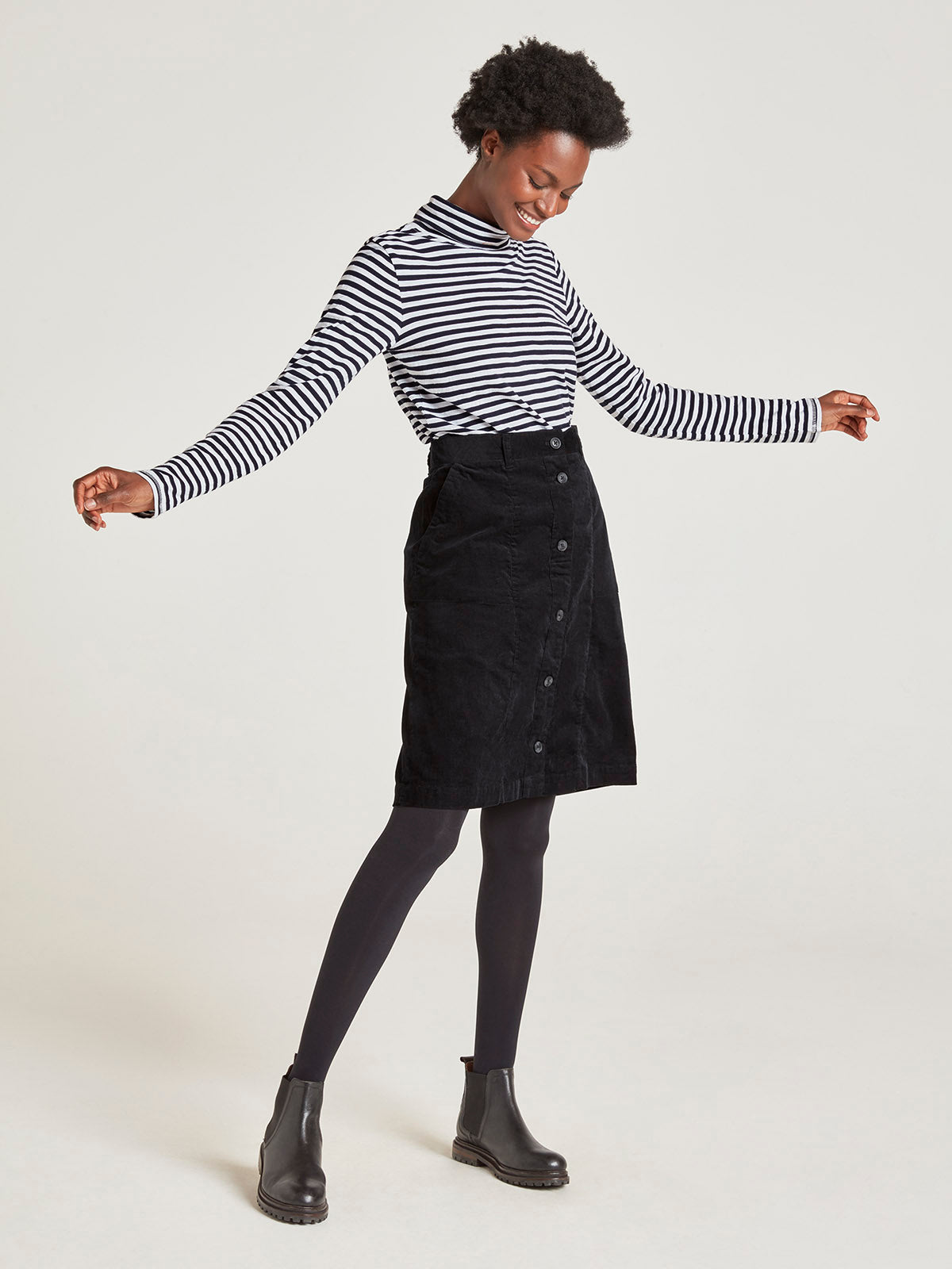 Alani Organic Cotton Cord Skirt Black
