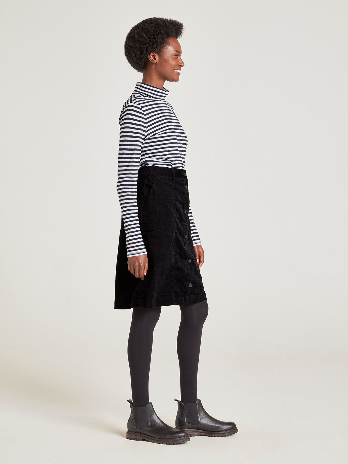 Alani Organic Cotton Cord Skirt - Black