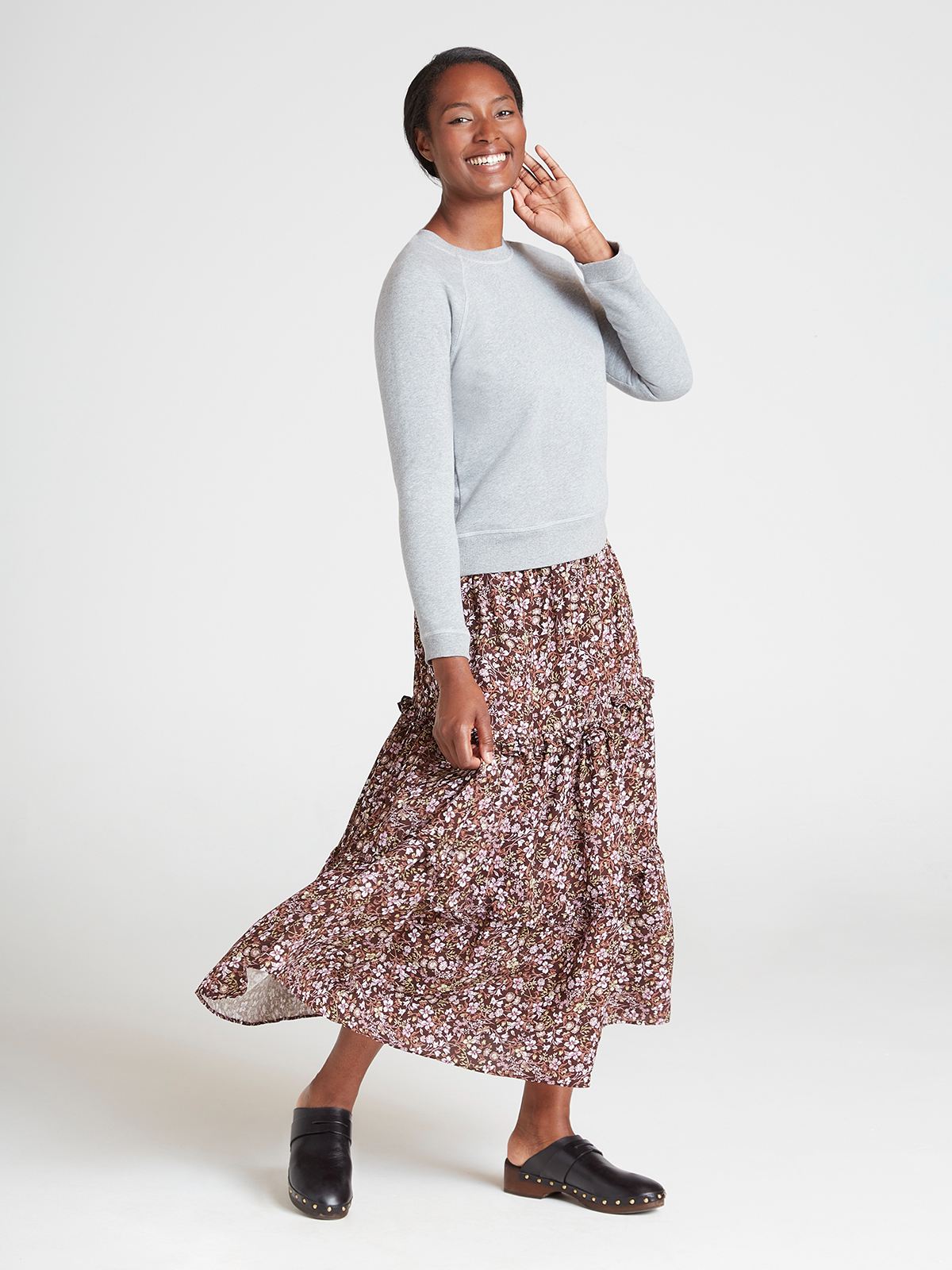 Grey tiered maxi clearance skirt