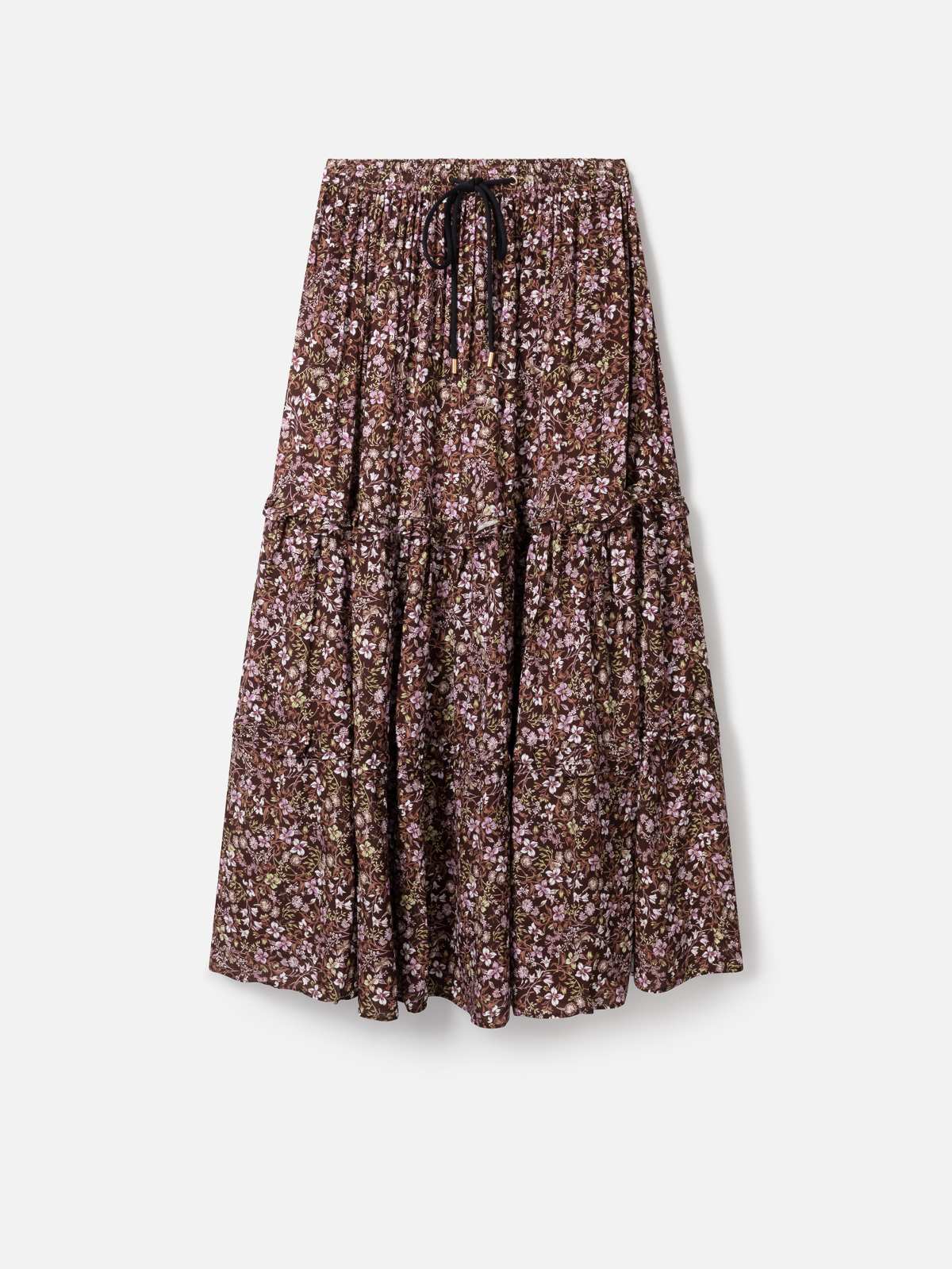 Lilith Lenzing™ EcoVero™ Tiered Maxi Skirt - Chocolate Brown