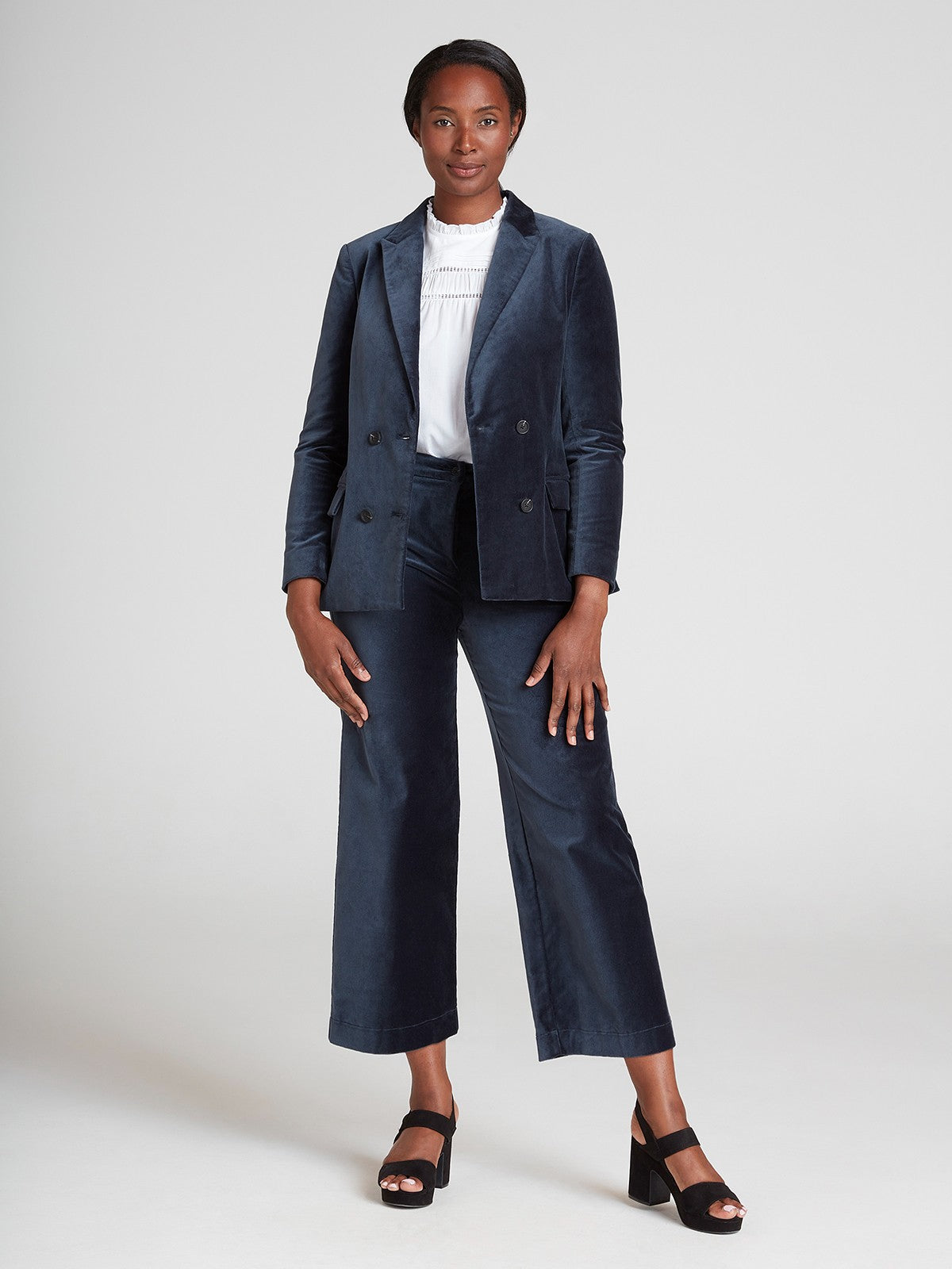 Blue Tie Waist Velvet Trouser  WHISTLES 
