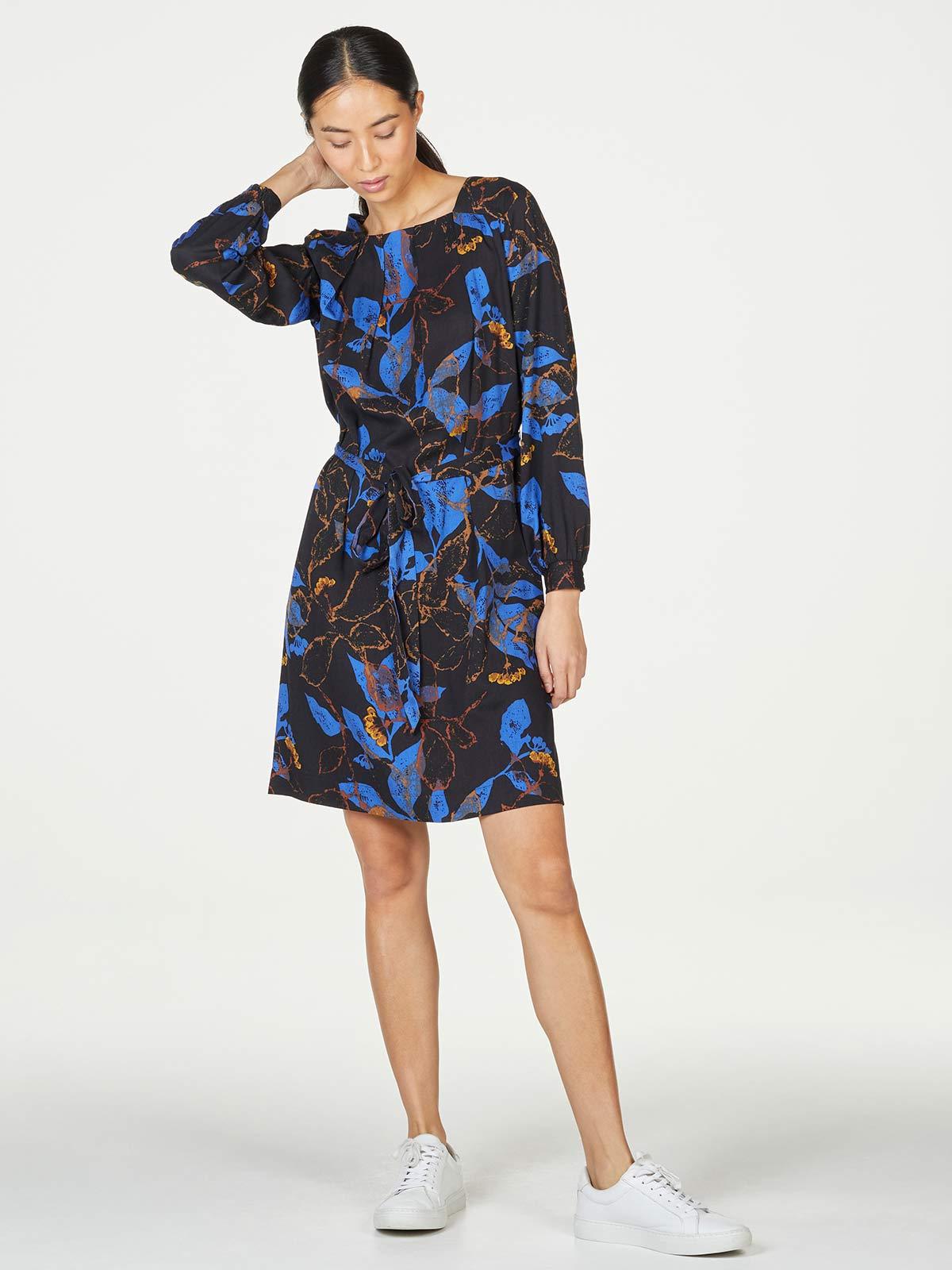 Deverell Bamboo Modal Printed Tie Front Pleated Dress - Thought Clothing UK