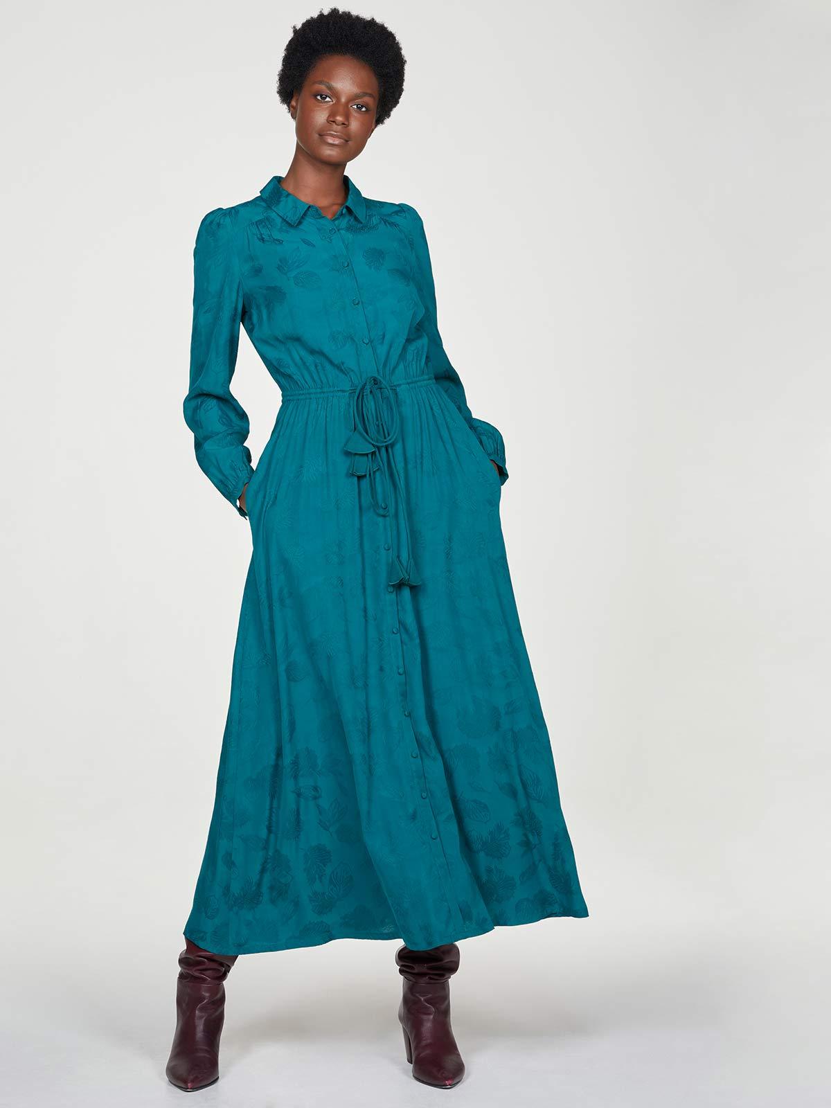 Edwina Ecovero™ Tie Front Jacquard Shirt Dress - Thought Clothing UK