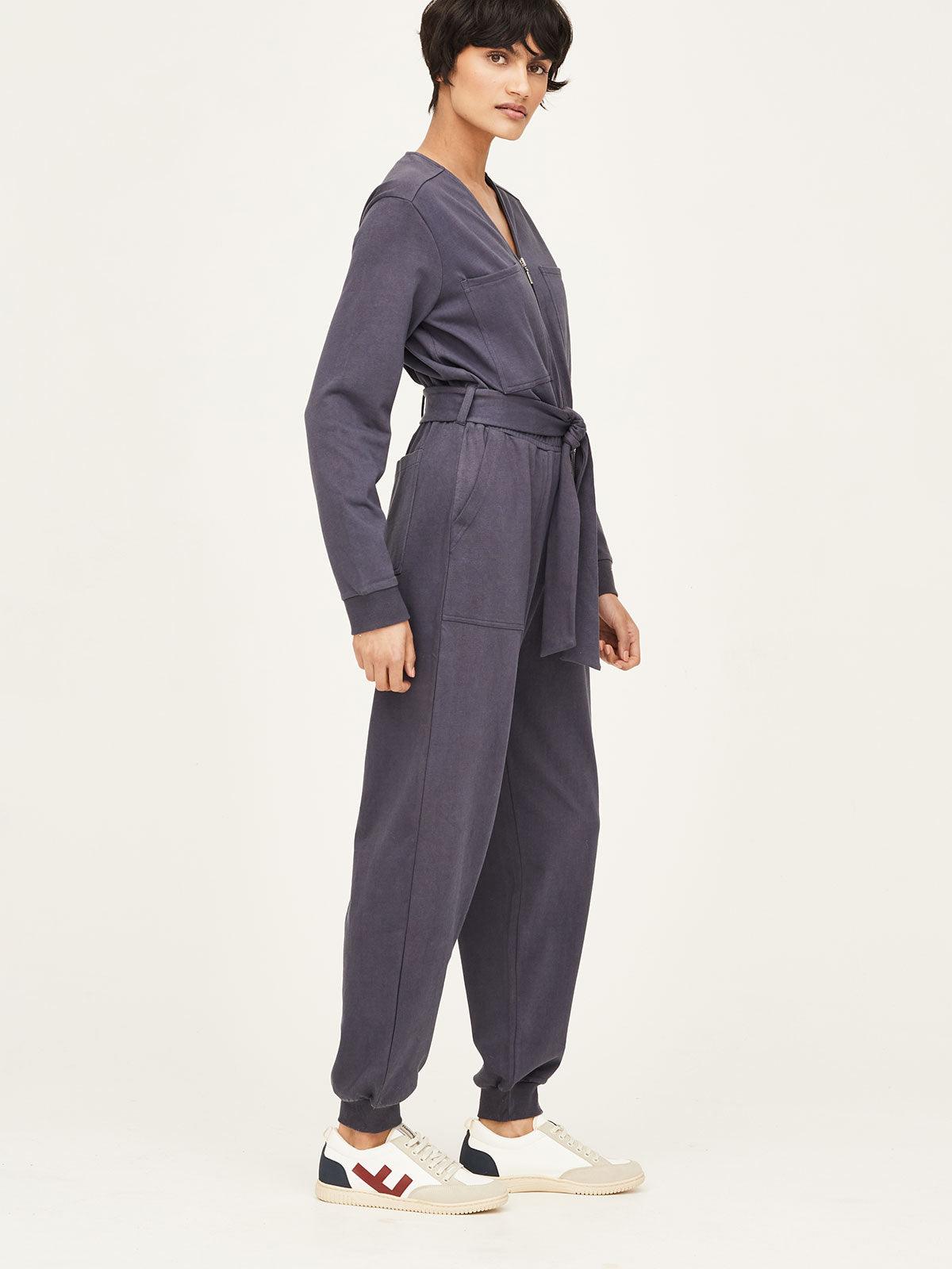 GOTS & Fairtrade Milan Belted Jumpsuit - Mid Blue - Thought Clothing UK
