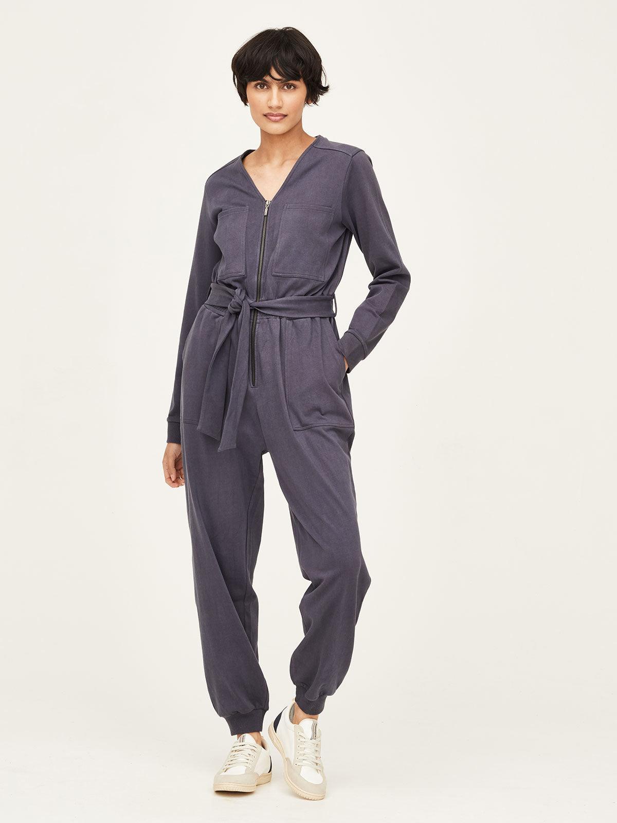 GOTS & Fairtrade Milan Belted Jumpsuit - Mid Blue - Thought Clothing UK