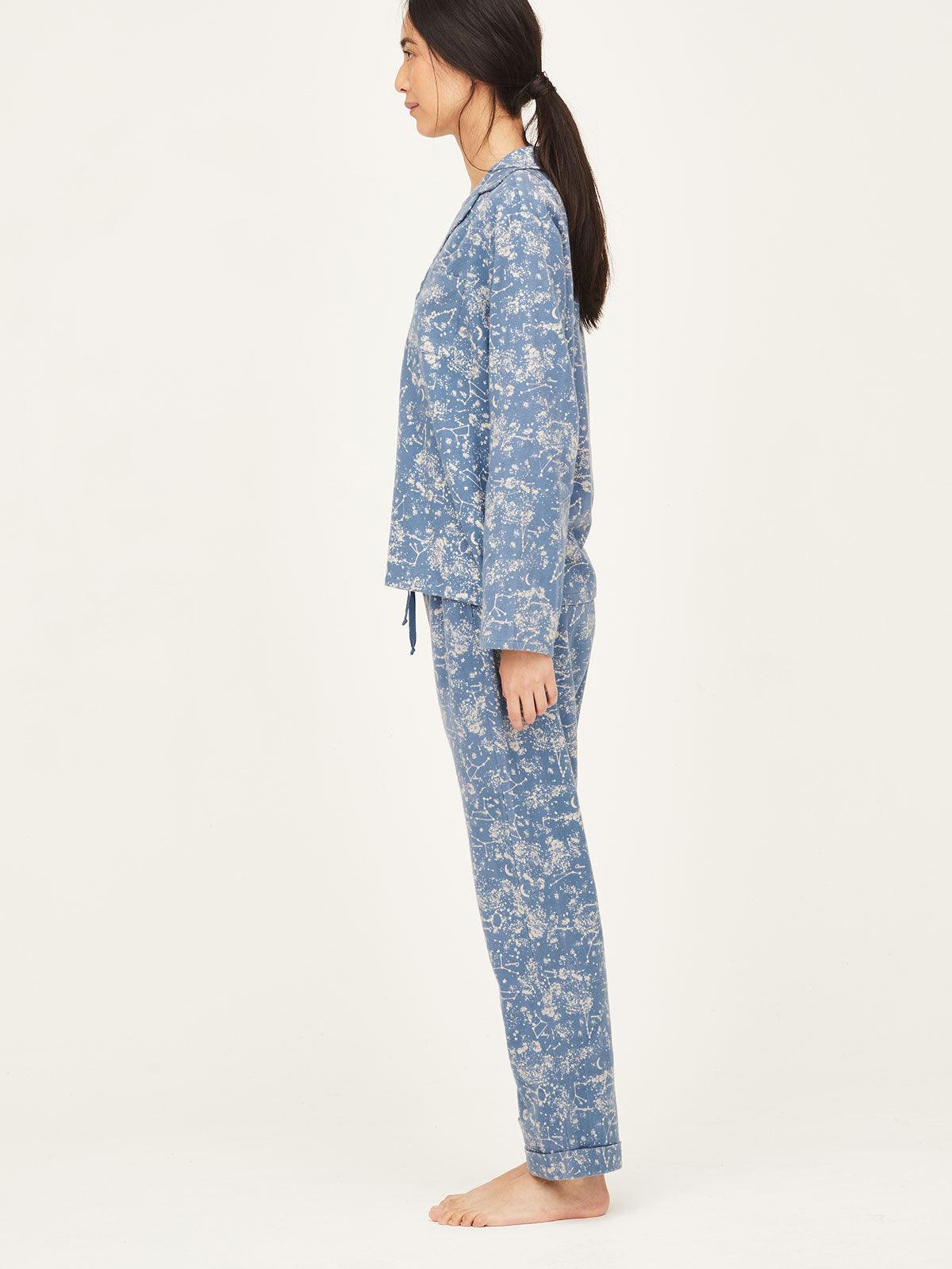 GOTS Abilene Gots Organic Cotton Printed Pyjama Set  - Atlantic Blue - Thought Clothing UK