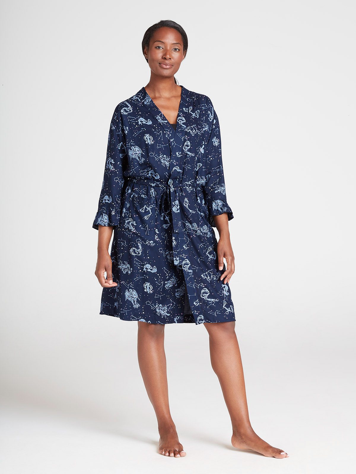 Blue floral dressing gown top