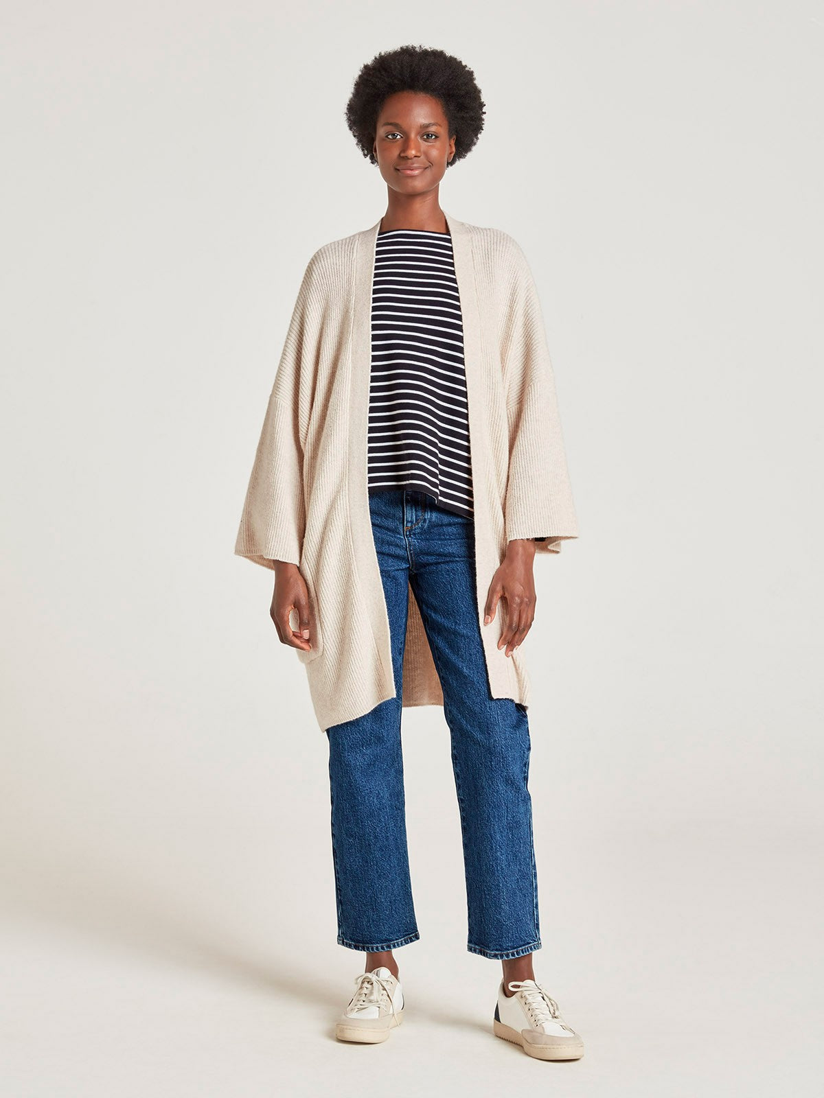 The Easy Knit Cardigan  - Stone White