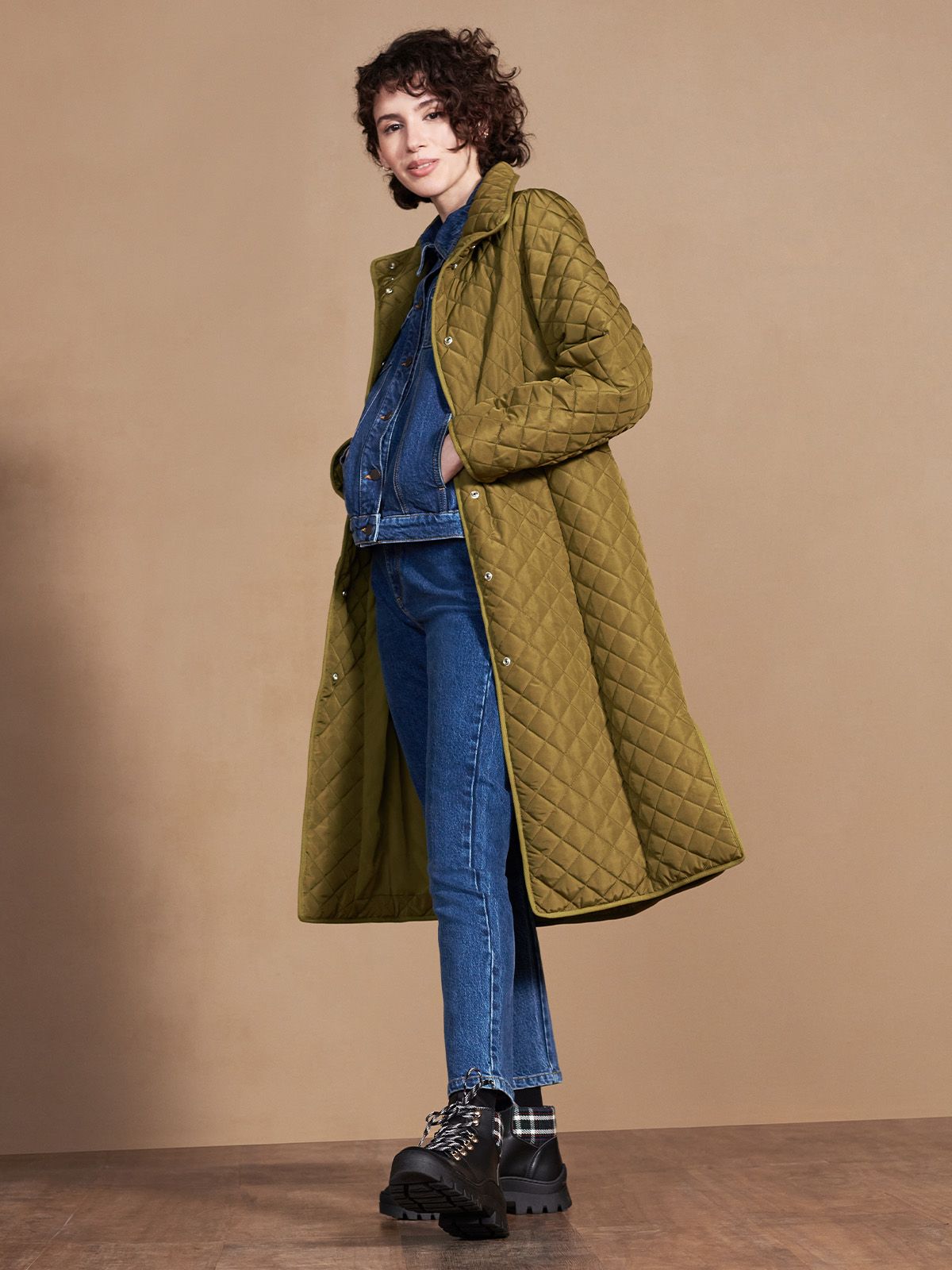 Eleni GRS Recycled Quilted Coat - Lichen Green