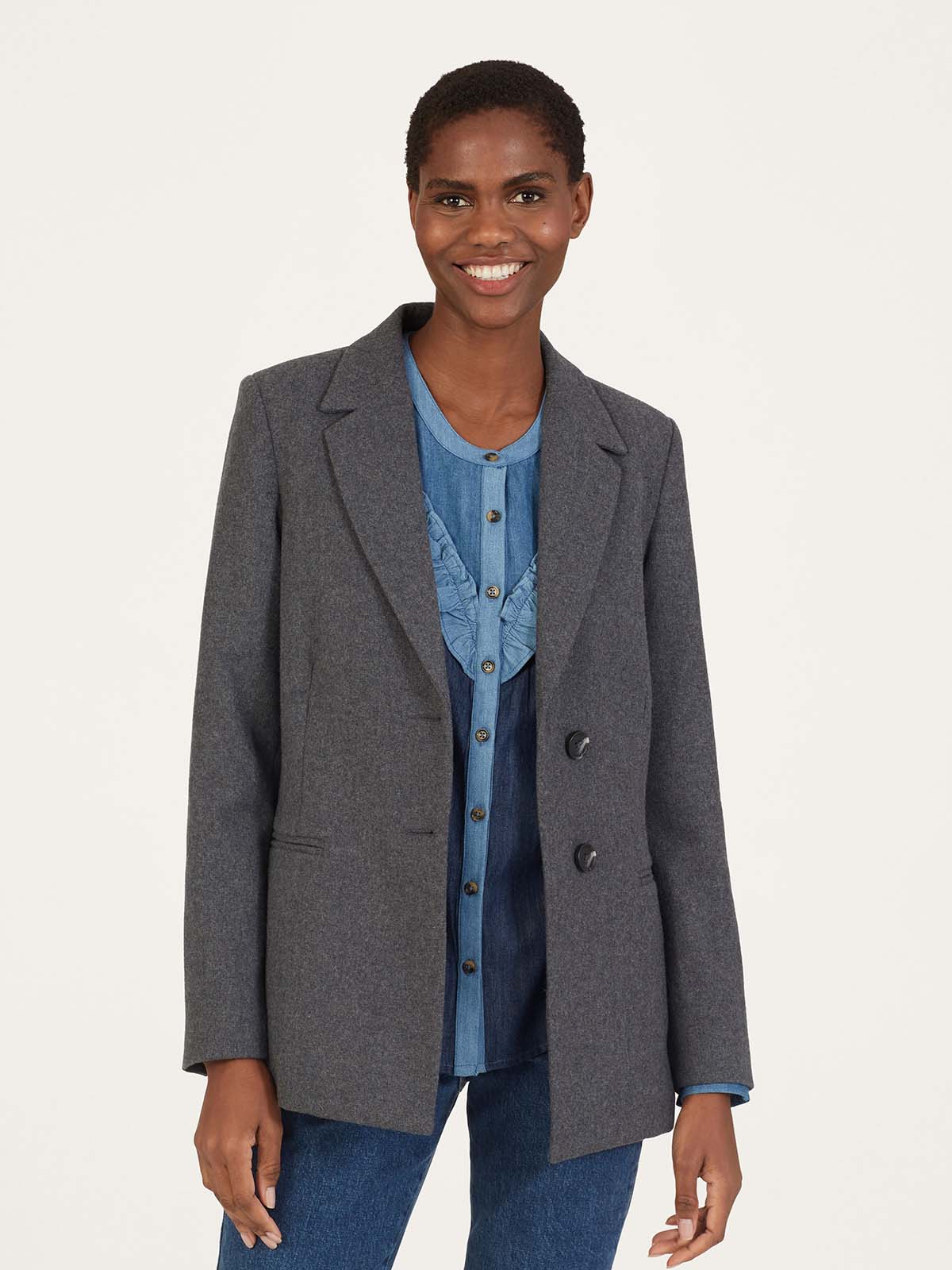 Julissa GRS Recycled Wool Blazer Charcoal Grey