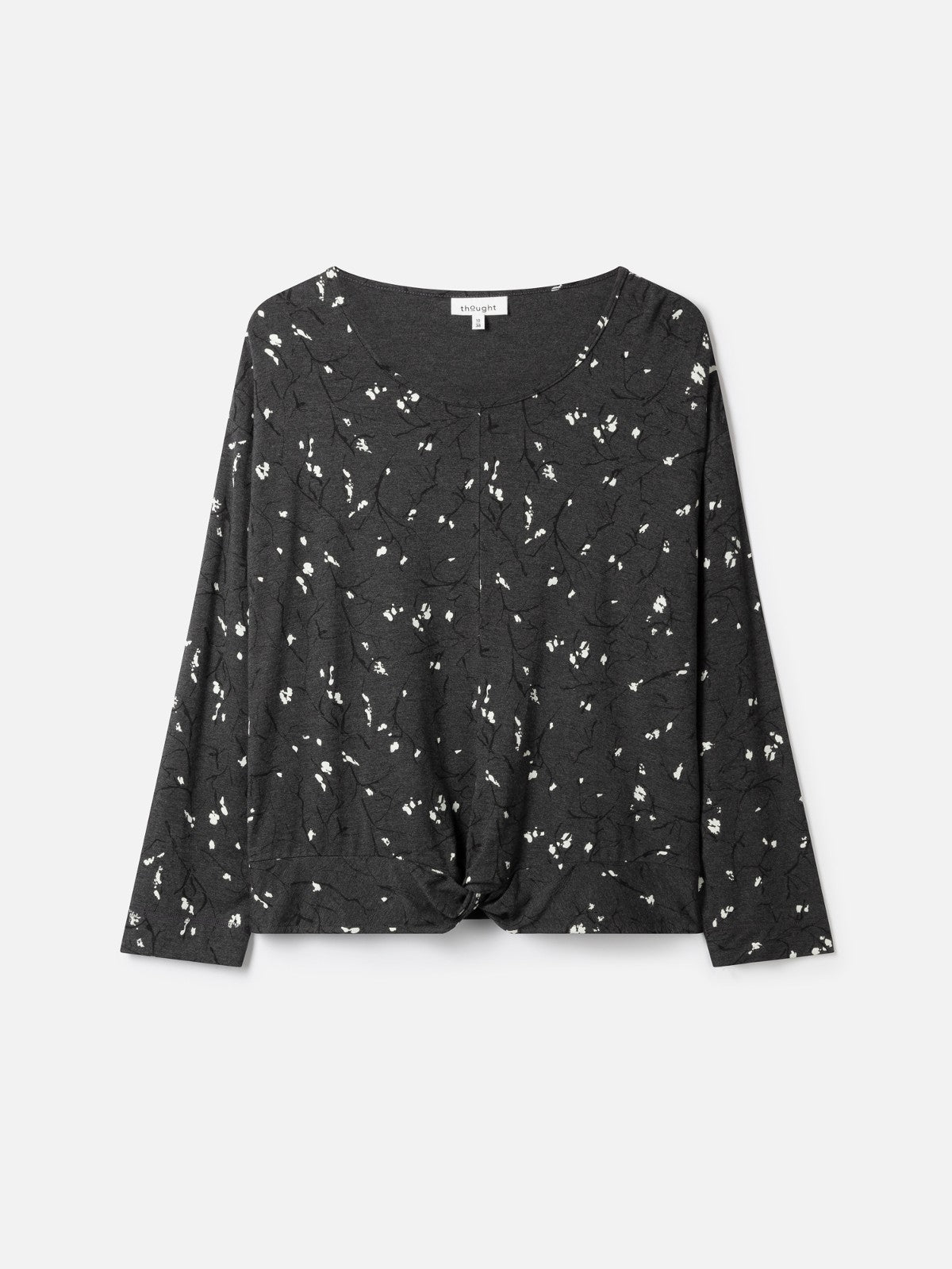 Eira Bamboo Floral Top - Charcoal Grey