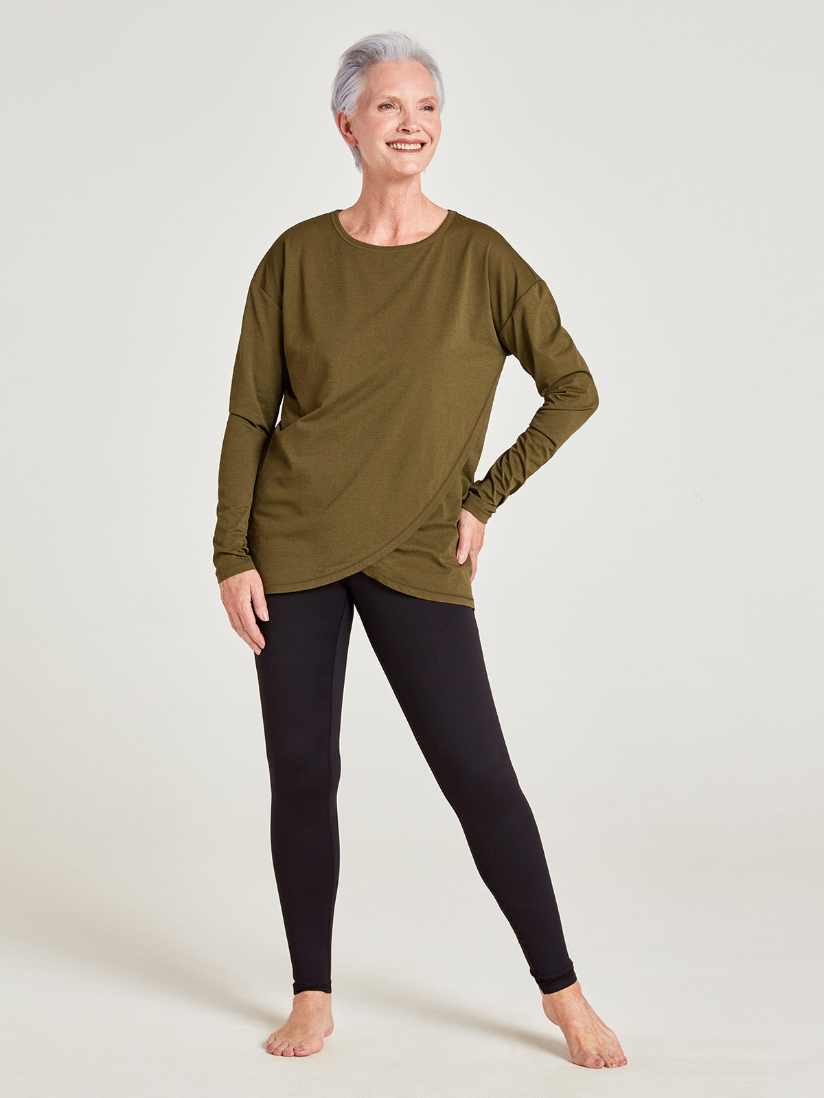 Cianna GRS Recycled Polyester Top - Dark Olive Green