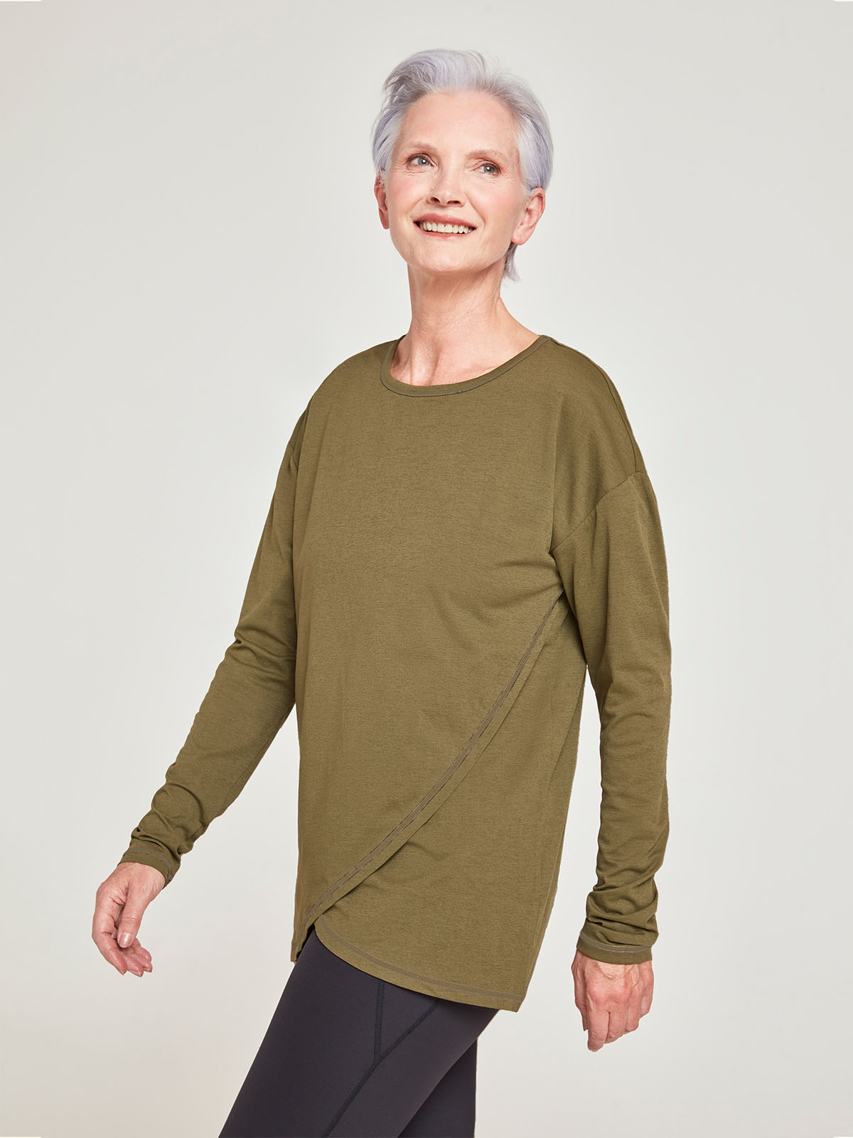 Cianna GRS Recycled Polyester Top - Dark Olive Green
