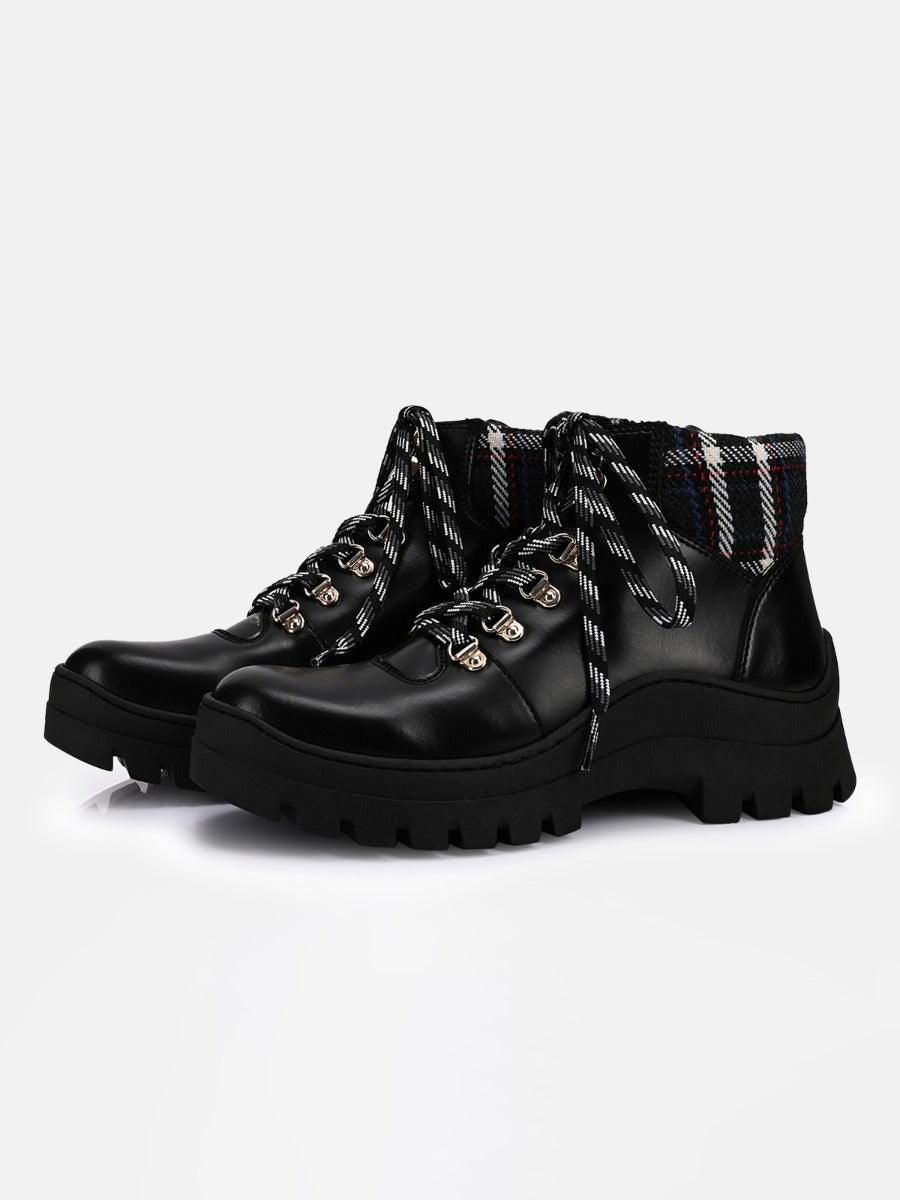 Check lace up boot deals
