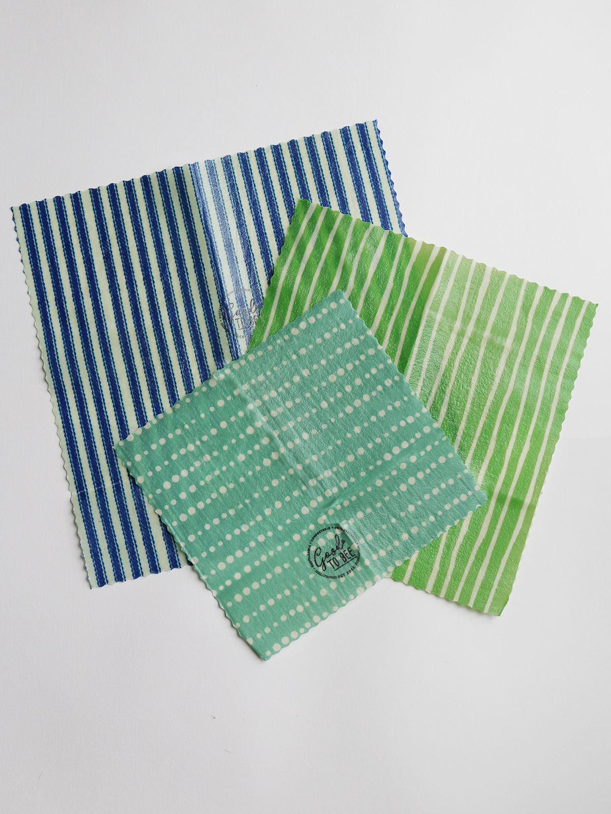 Good To Bee 3 Pack Mixed GOTS Organic Cotton Beeswax Wraps - Thought Clothing UK