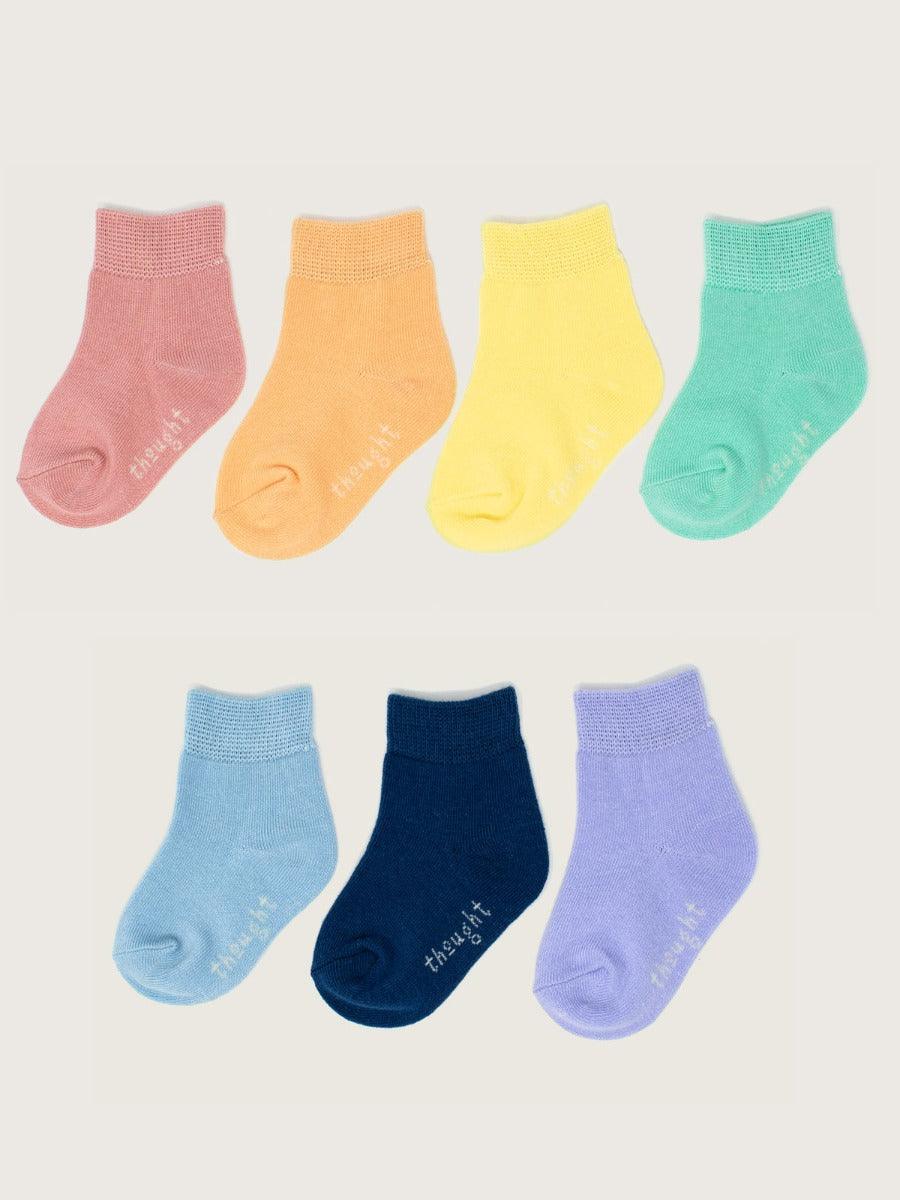 Baby Essential Pastels Bamboo Organic Cotton 7 Pack Socks Gift Box - Thought Clothing UK