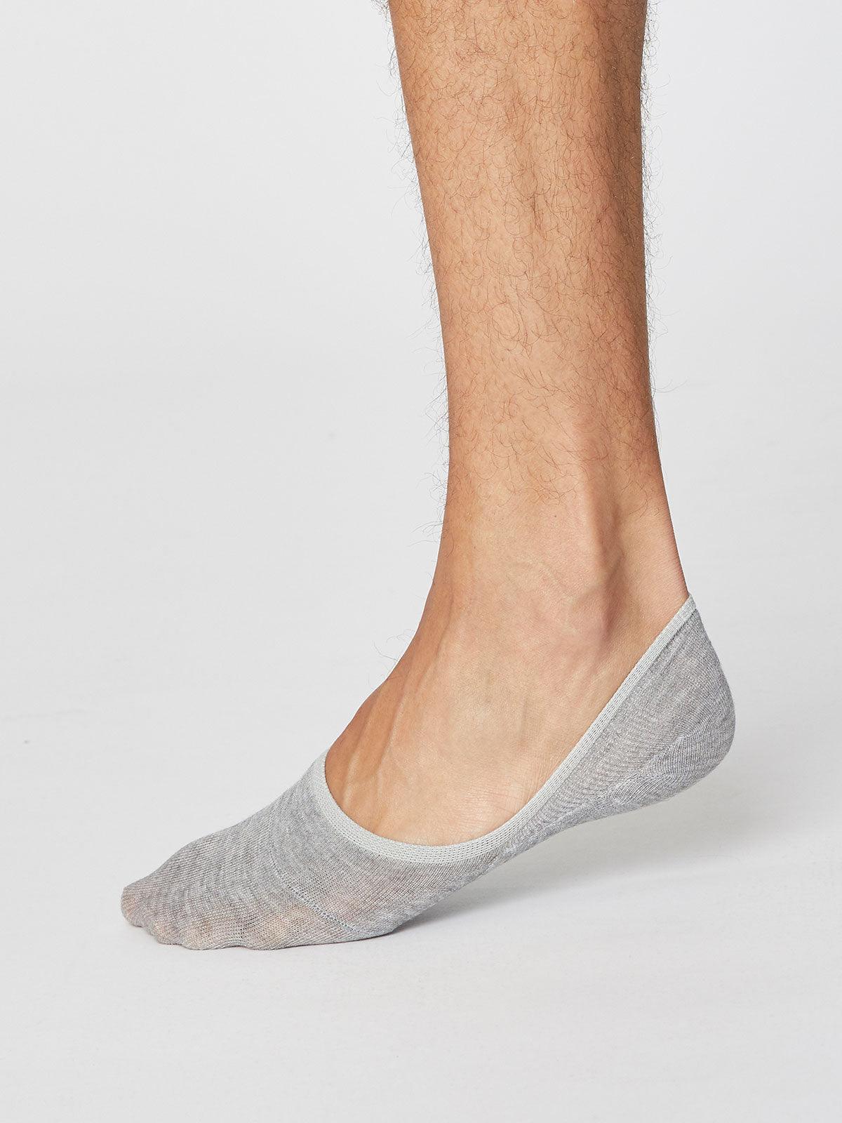 Essential No Show Bamboo Socks in Mid Grey Marle