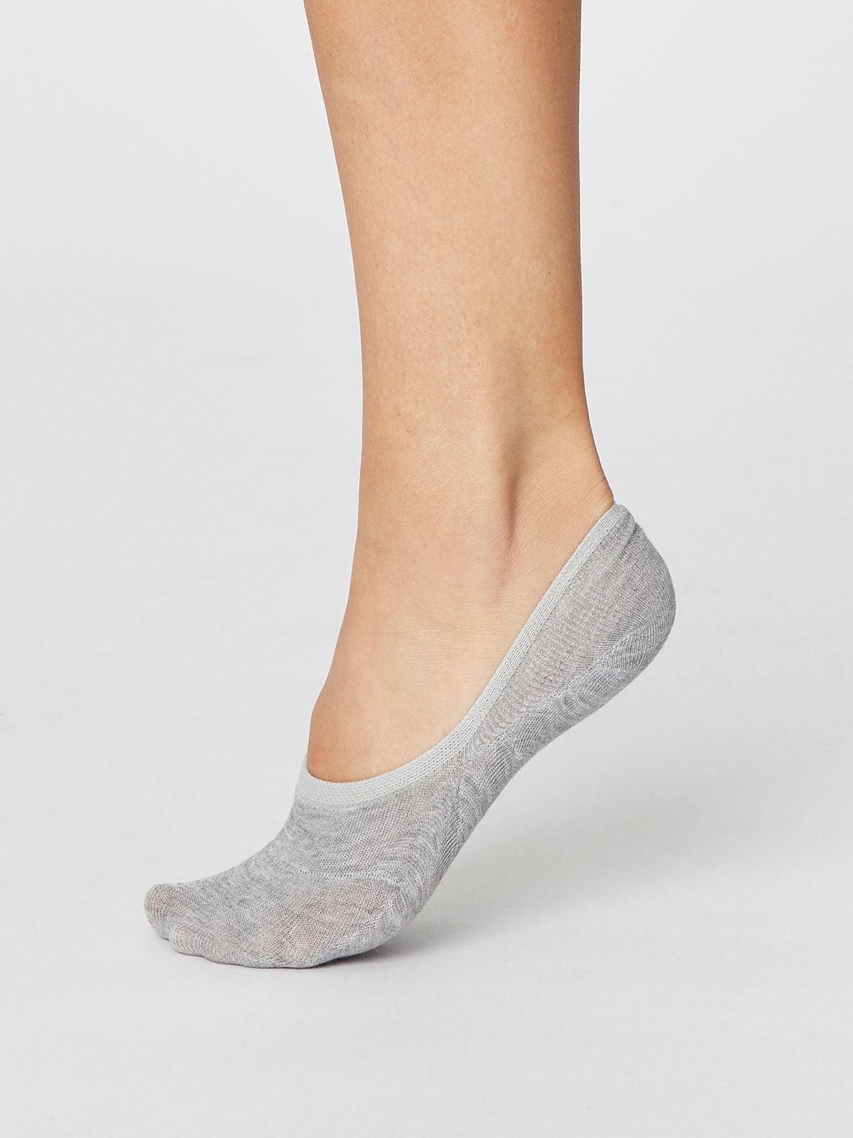 Essential No Show Bamboo Socks in Mid Grey Marle