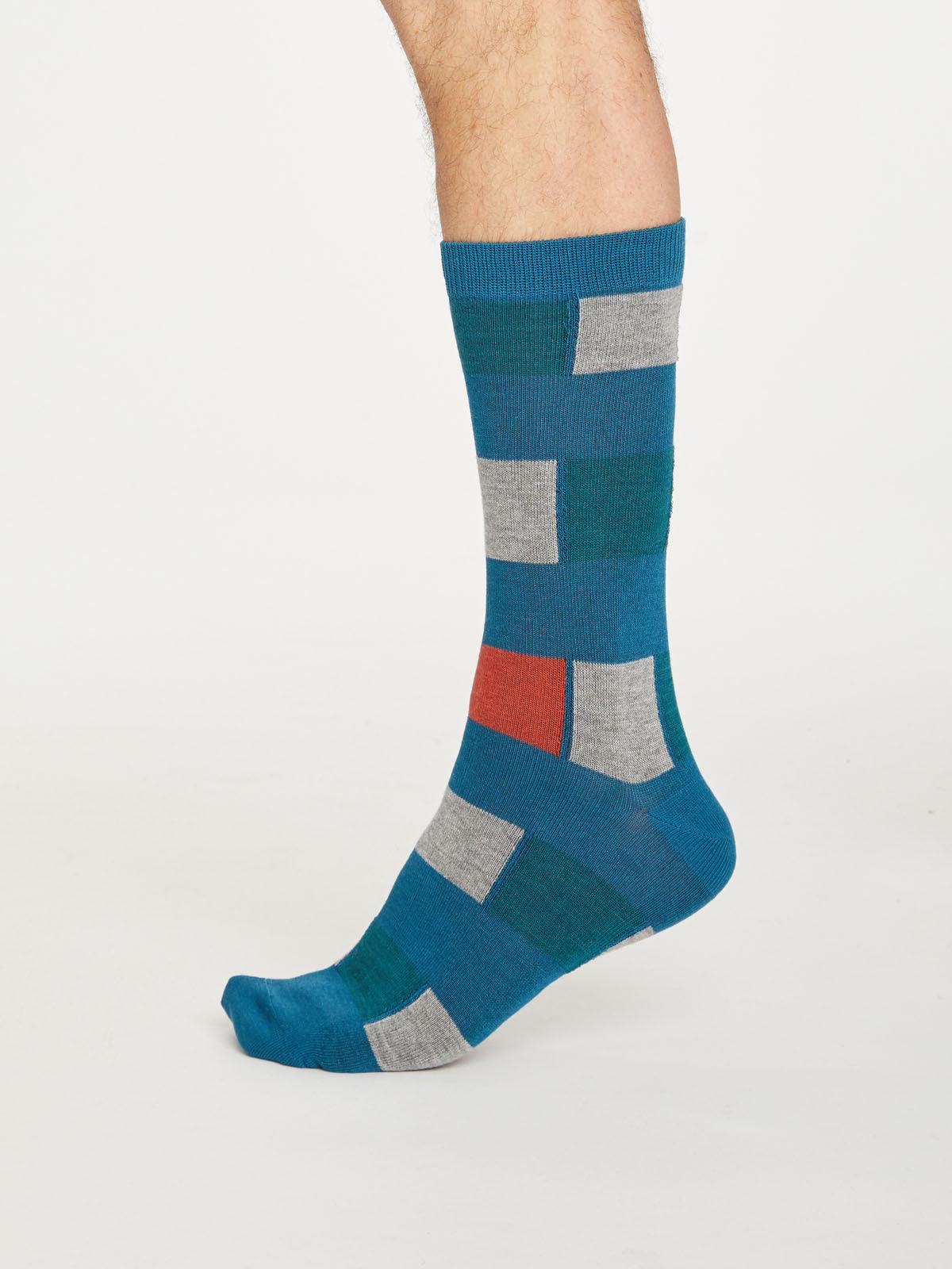Geo Stripe Socks - Ink Blue - Thought Clothing UK