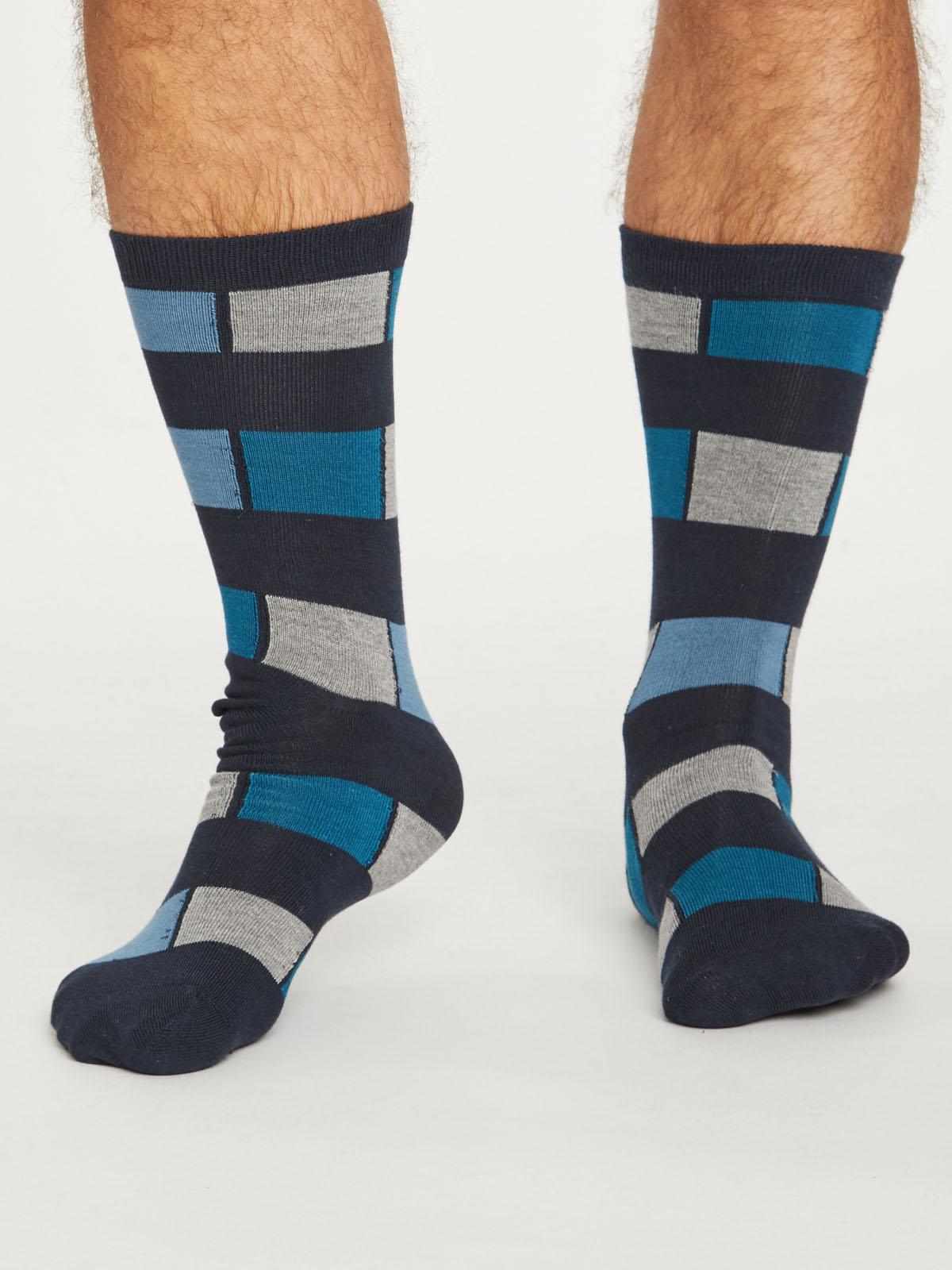 Geo Stripe Socks - Midnight Navy - Thought Clothing UK