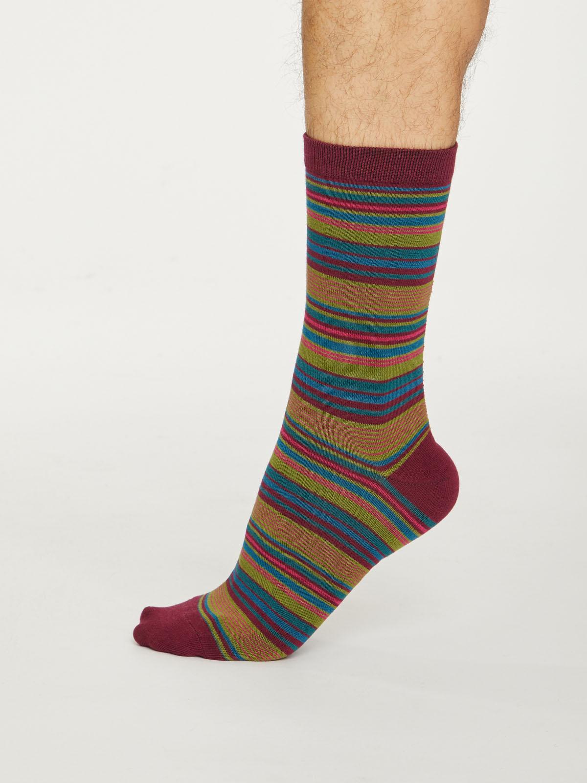 Kennet Stripe Socks - Bilberry - Thought Clothing UK