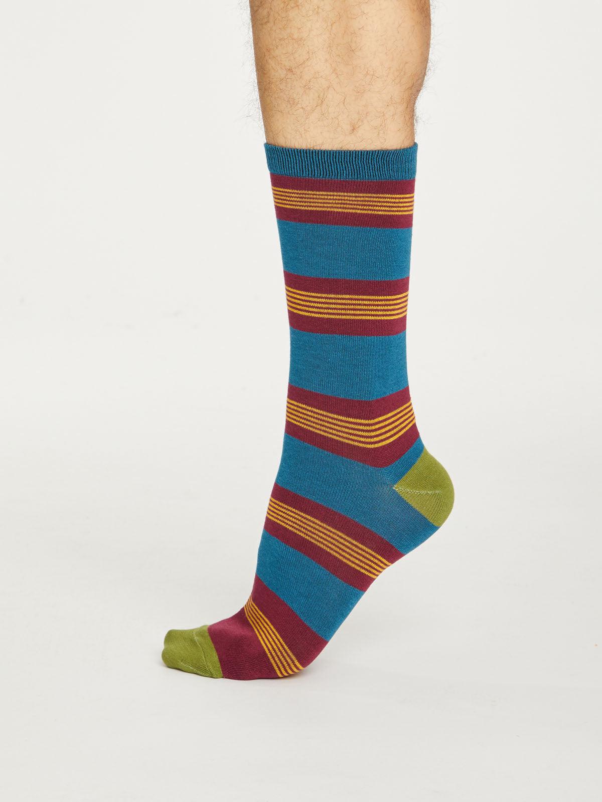 Jesper Stripe Socks - Bilberry - Thought Clothing UK