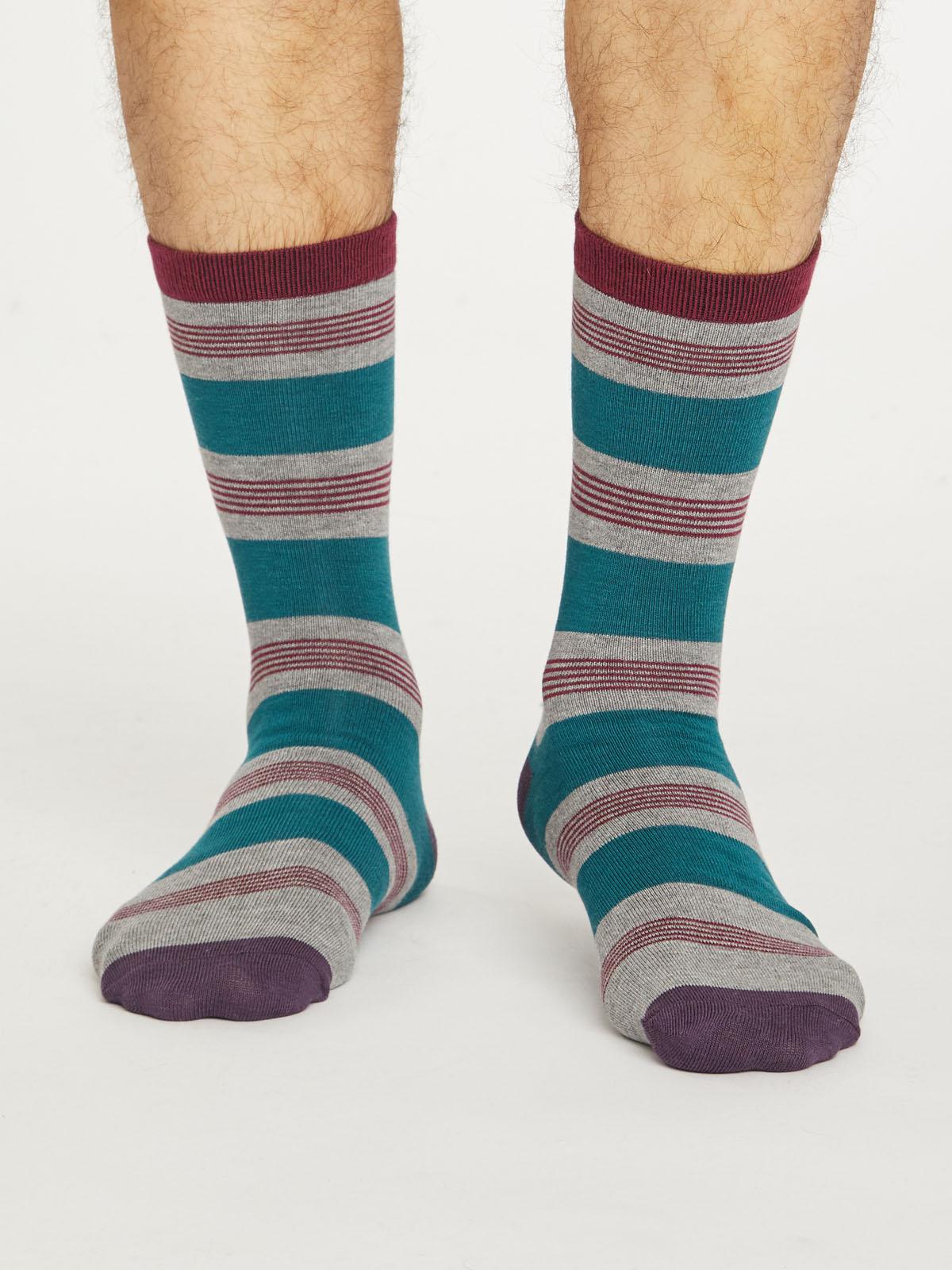 Jesper Stripe Socks - Mid Grey Marle - Thought Clothing UK