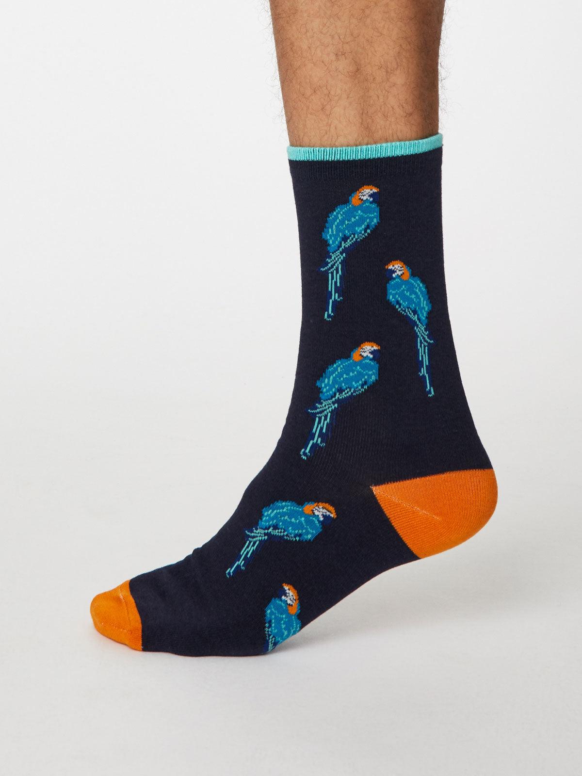 Pappagallo Bamboo Parrot Socks - Dark Navy - Thought Clothing UK