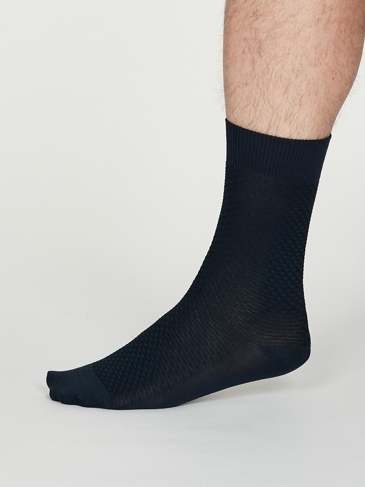 Geoffrey Organic Cotton Suit Socks - Navy Blue - Thought Clothing UK