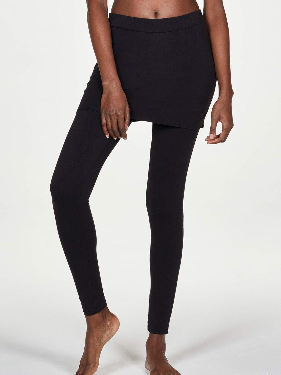 Essential Bamboo Skirt Cover Leggings - Black - Thought Clothing UK
