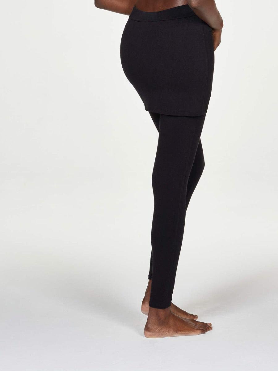 Essential Bamboo Skirt Cover Leggings - Black - Thought Clothing UK